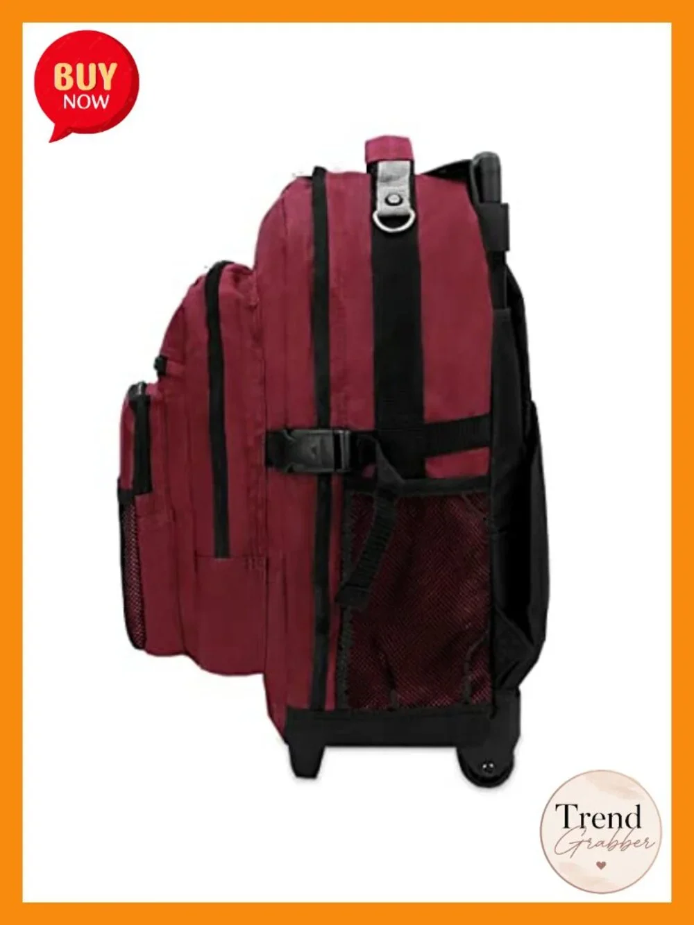 Deluxe Wheeled Backpack with Rolling Luggage, Polyester Travel School Work Bag